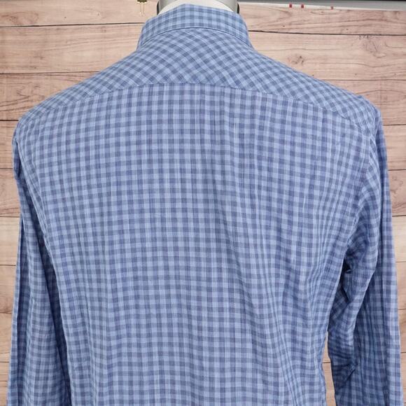 Zachary Prell Shirt Mens Medium Blue Check Button Down Cotton Casual Long Sleeve - Picture 5 of 9